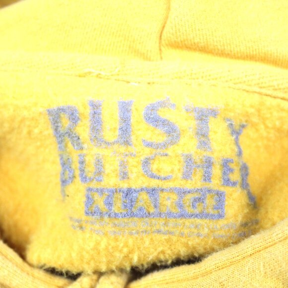 Rusty Butcher Pullover Hoodie Sweatshirt Sz X-LARGE Yellow Chill Thrill And Kill - Picture 9 of 10